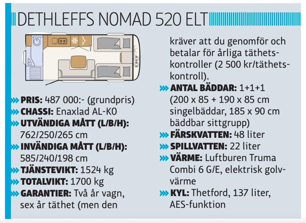 Dethleffs Nomad 520 ELT, faktaruta