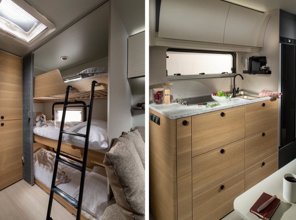 Adria Adora 573 PT, barnsängar och kök