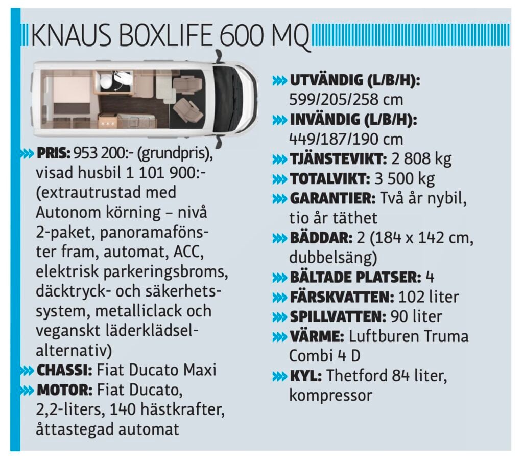 Knaus Boxlife 600 MQ, faktaruta