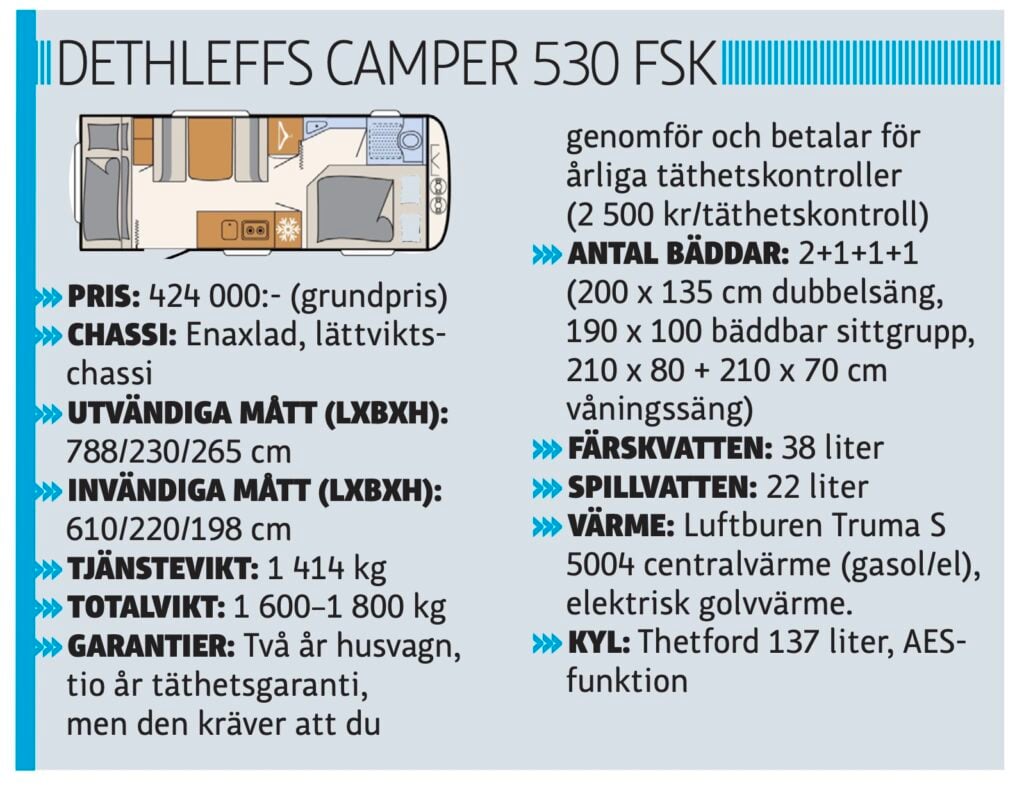 Dethleffs Camper 530 FSK, faktaruta